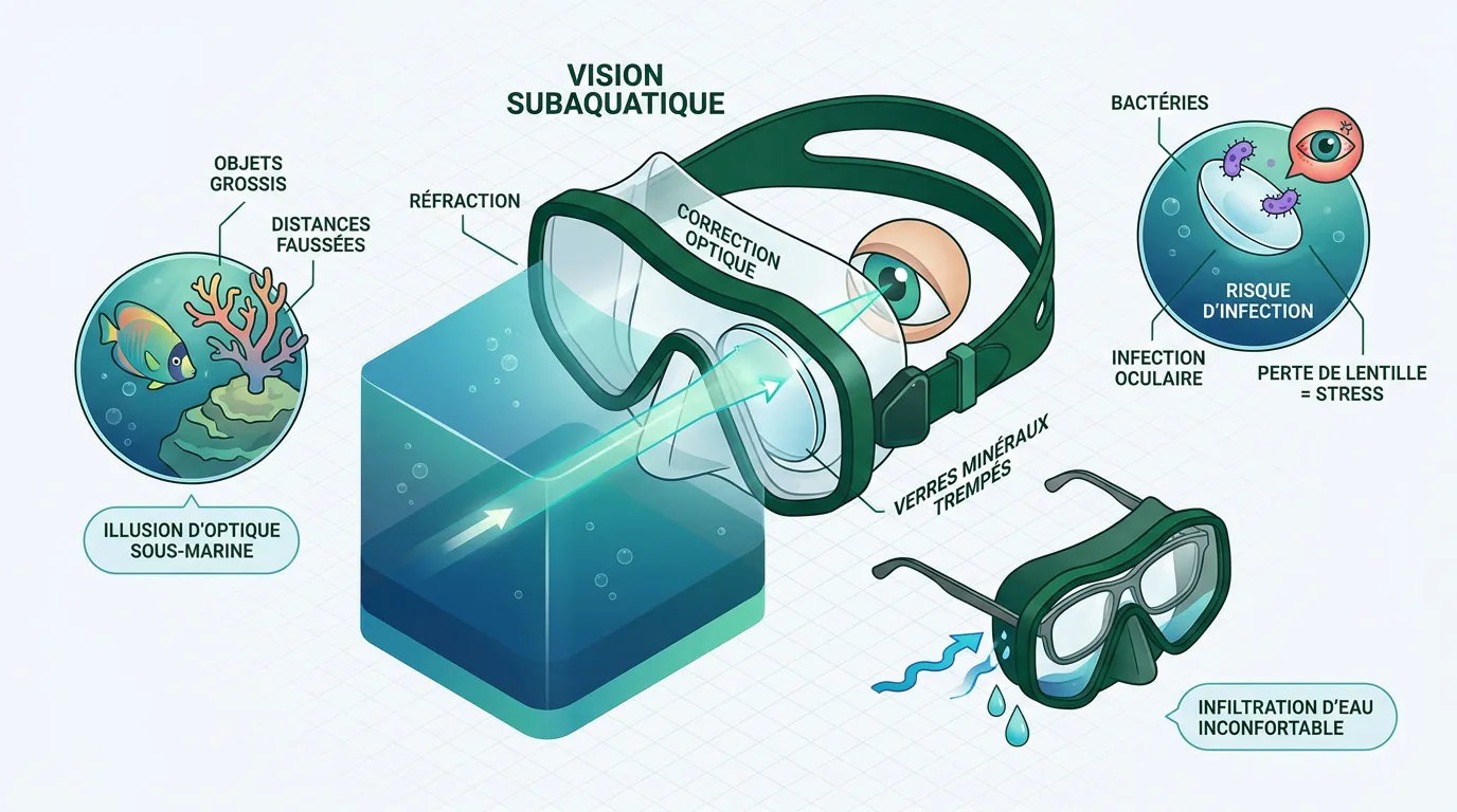 Plongeur observant la faune sous-marine avec un masque adapté