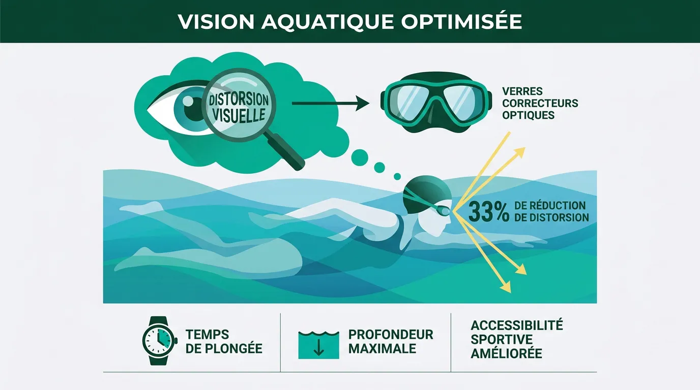 Plongeur observant la faune sous-marine avec un masque correcteur adapté