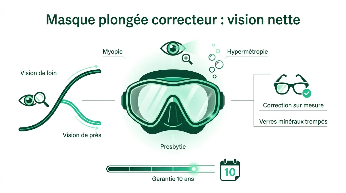 Plongeur observant la faune avec un masque de plongée correcteur sur mesure