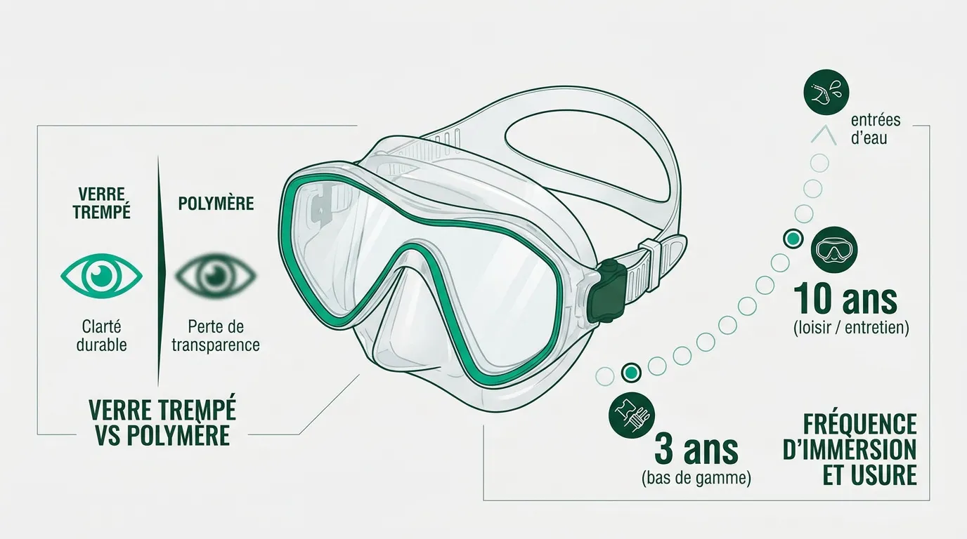 Comparaison entre un masque de plongée en verre trempé et un masque en polymère