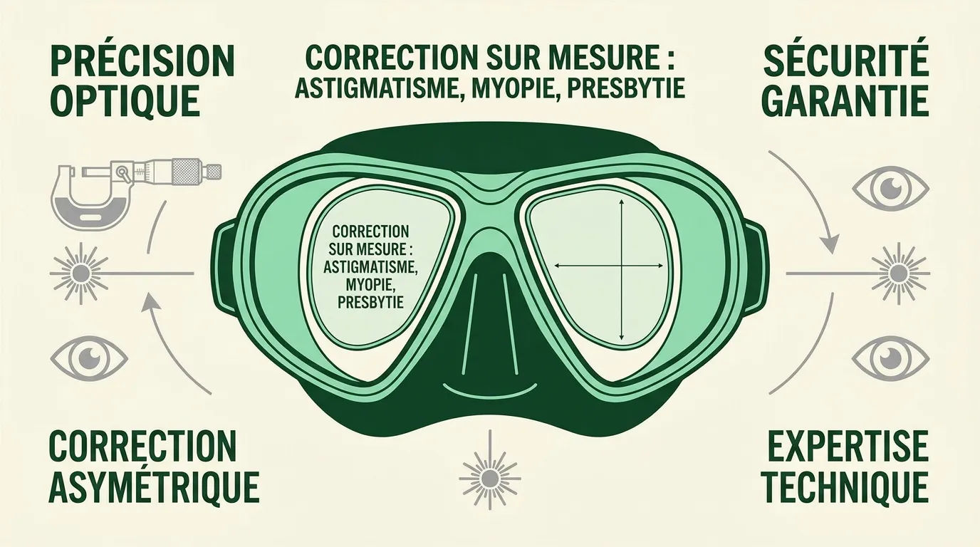 Masque de plongée avec verres correcteurs sur mesure pour une vision nette