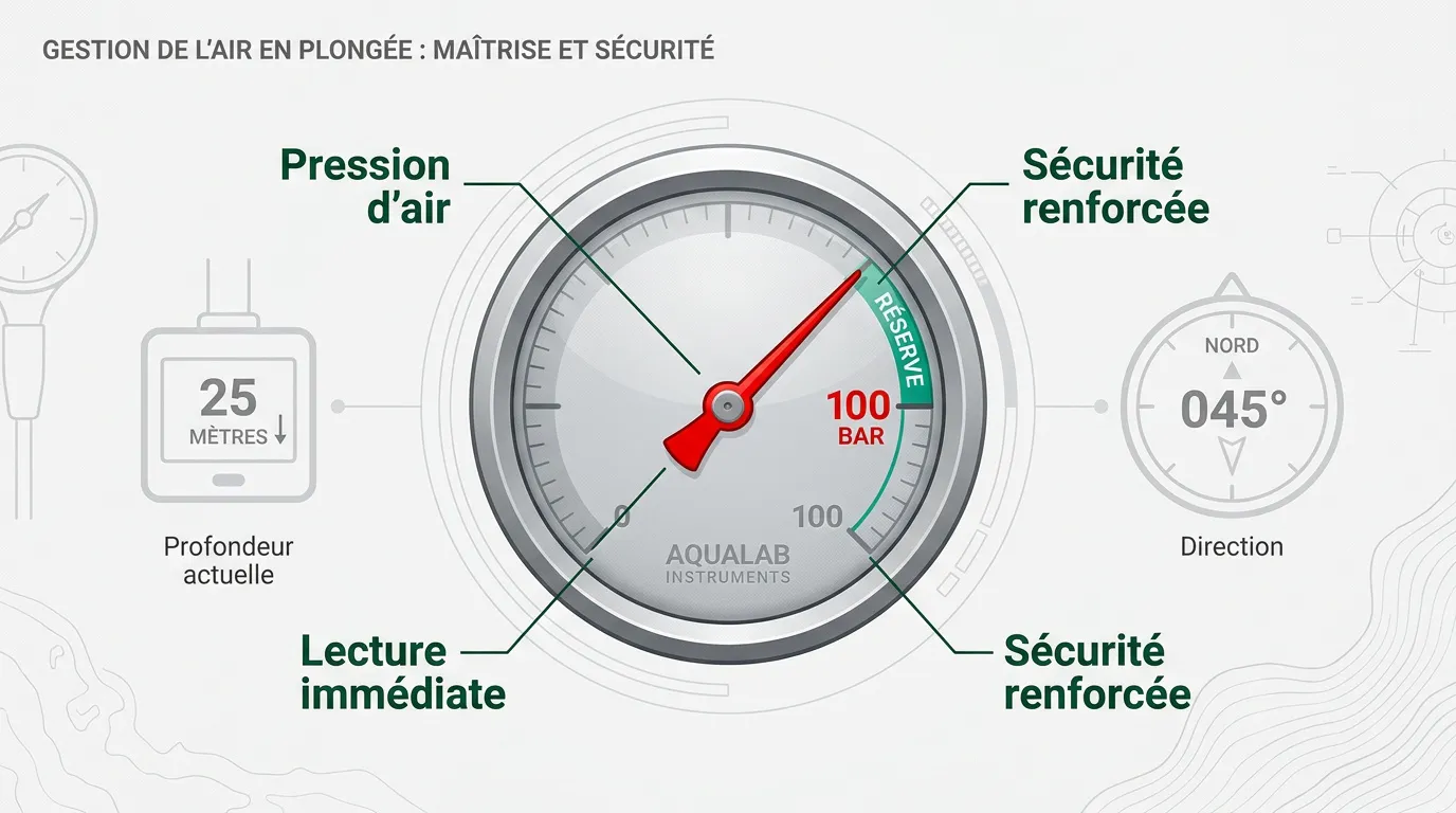 Plongeur vérifiant ses instruments de mesure