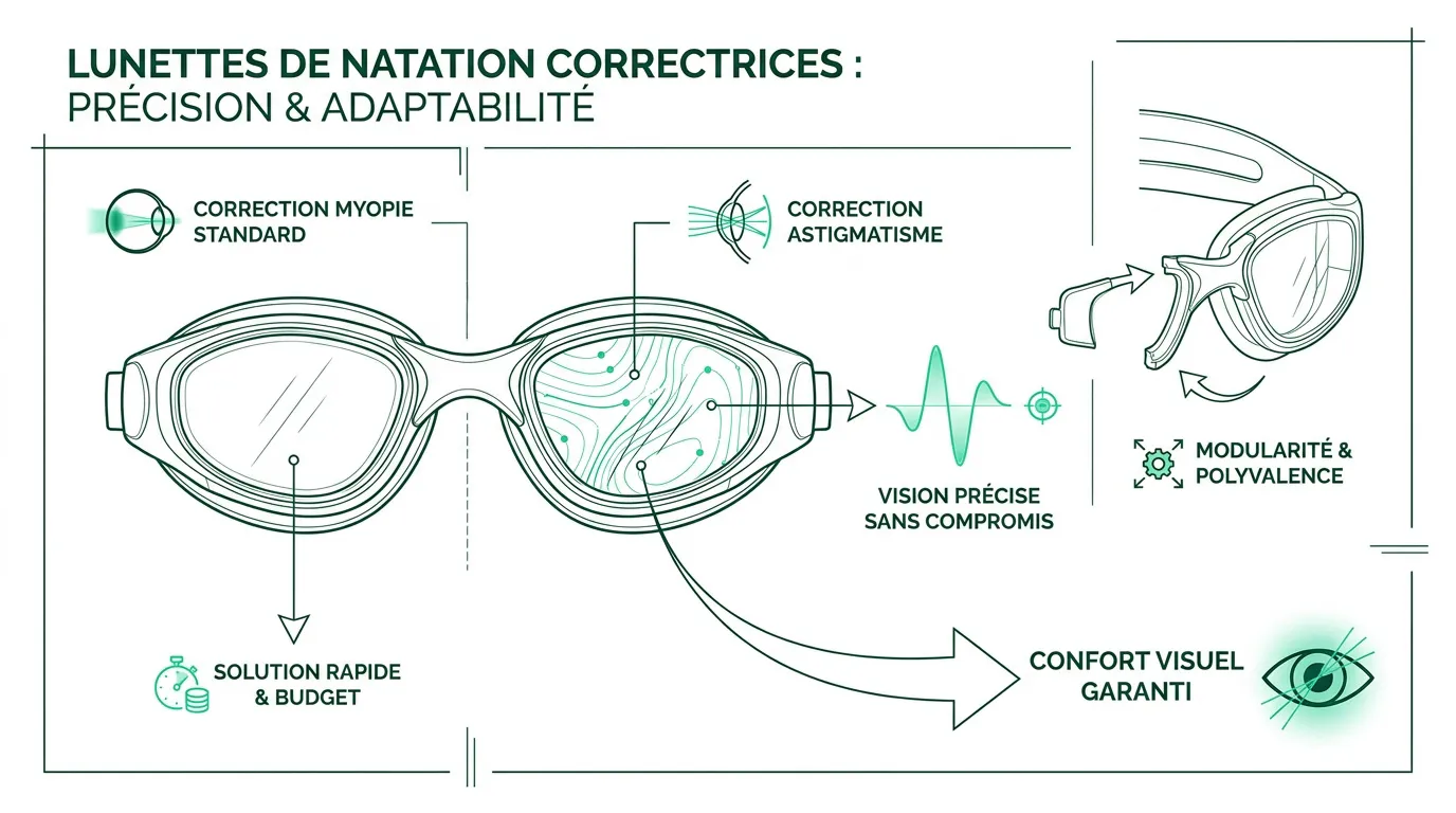 Lunettes de natation correctrices avec verres de précision pour une vision nette sous l'eau