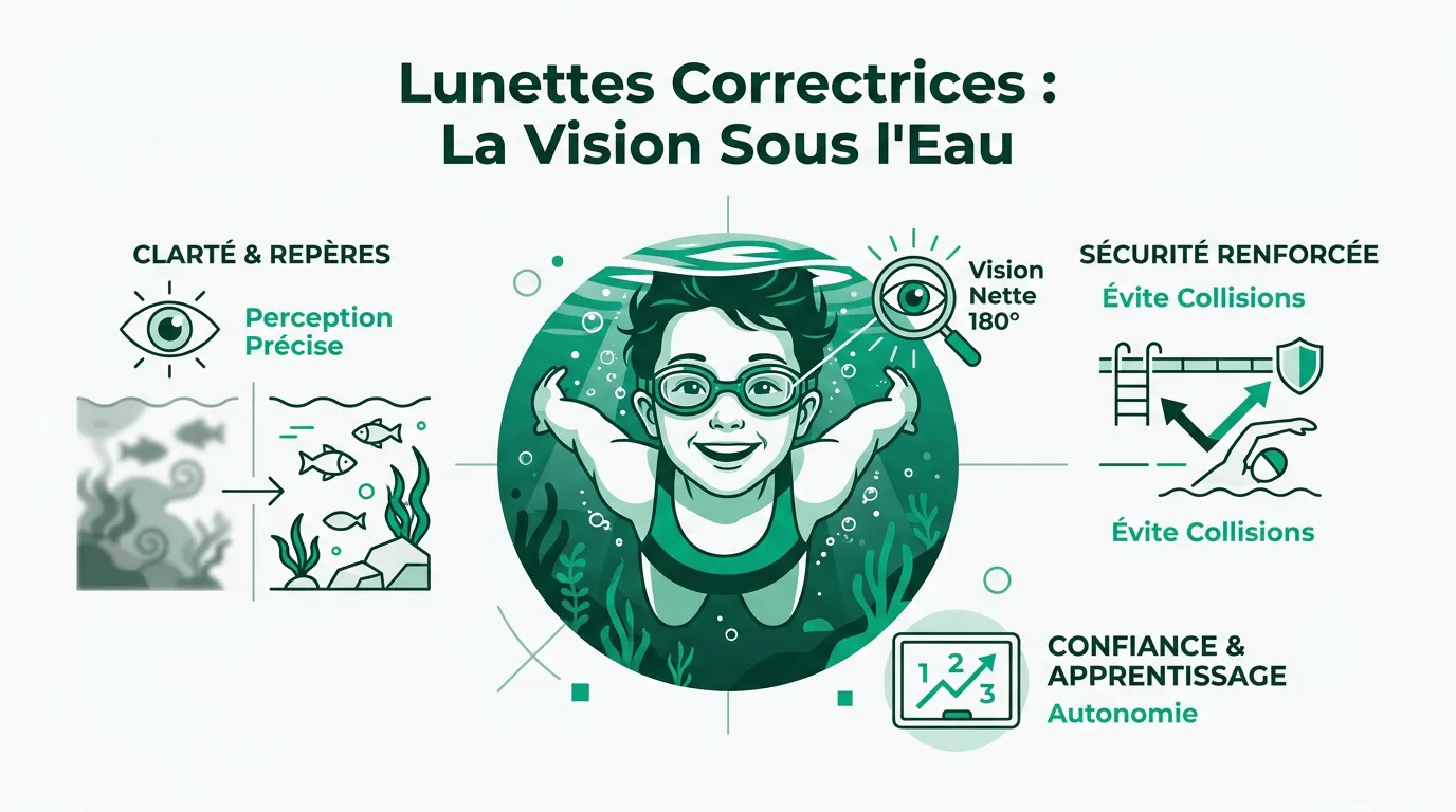 Enfant portant des lunettes de natation correctrices