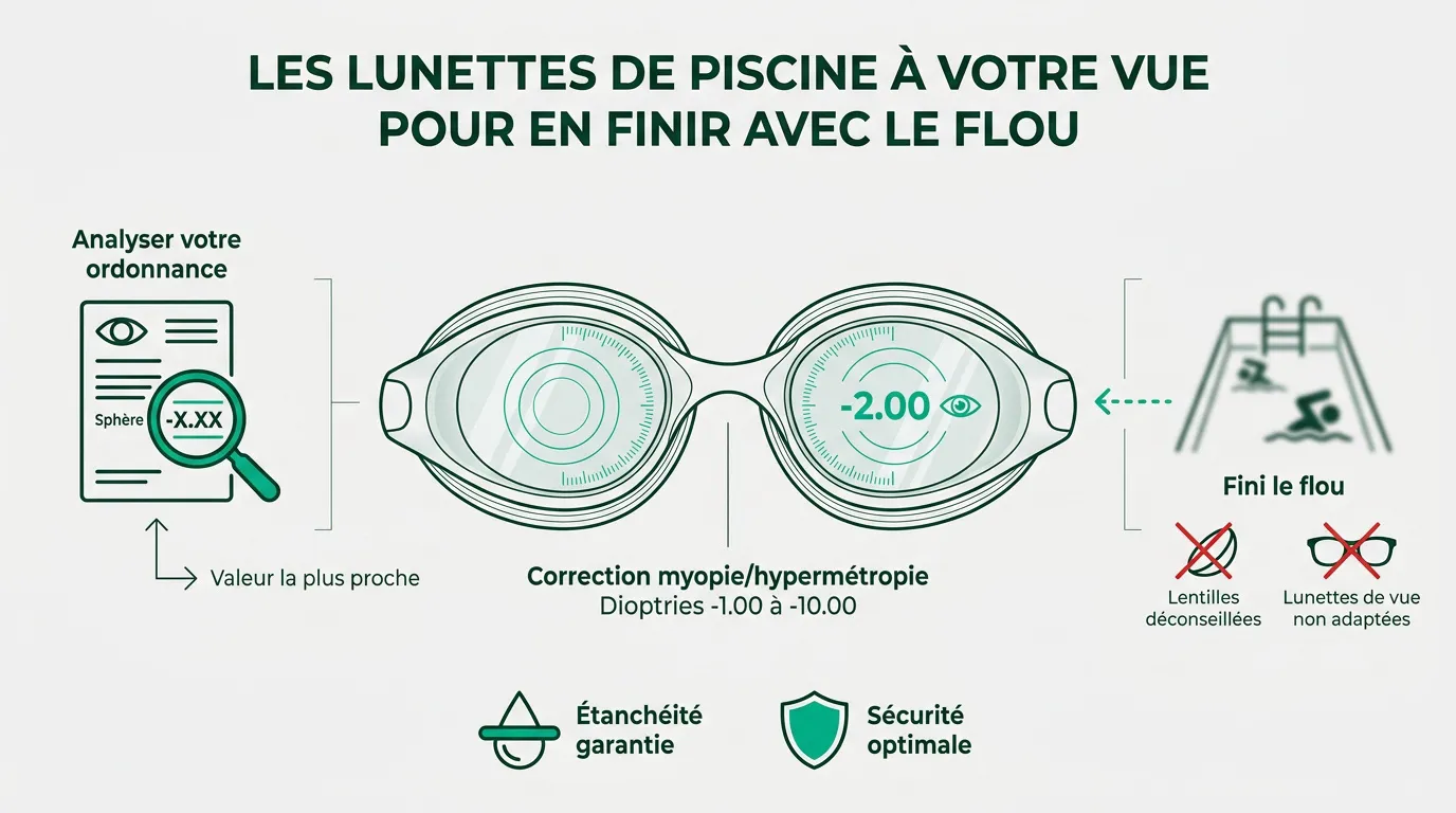 Lunettes de natation correctrices au bord d'une piscine