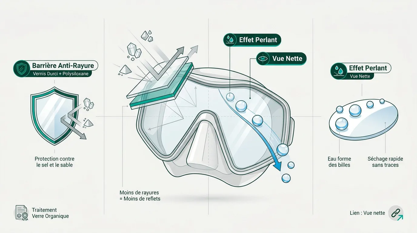 Masque de plongée avec traitement de verre pour une vision nette
